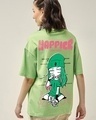 Shop Women's Green Happier Graphic Printed Oversized T-shirt-Front