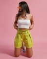 Shop Women's Green High-Rise Shorts-Full