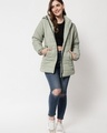 Shop Women's Green Hooded Puffer Jacket-Full