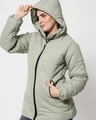 Shop Women's Green Hooded Puffer Jacket