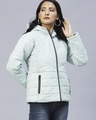 Shop Women's Green Hooded Puffer Jacket-Design