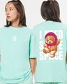 Shop Women's Green I Need Some Space Teddy Graphic Printed Oversized T-shirt-Front