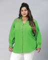 Shop Women's Green Lace Detailed Plus Size Shirt-Front