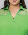 Shop Women's Green Lace Detailed Plus Size Shirt