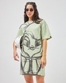 Shop Women's Green Lola Pose Printed Oversized T-Shirt Dress-Front