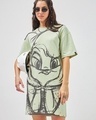 Shop Women's Green Lola Pose Printed Oversized T-Shirt Dress-Front