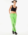 Shop Women's Green Mickey Typography Joggers-Full