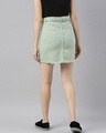 Shop Women's Green Mini Denim Skirt-Full