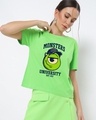 Shop Women's Green Monsters University Graphic Printed Short Top-Front