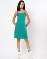 Shop Women's Green- Navy Color Block Halter Neck Slim Fit Dress-Full