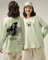 Shop Women's Green Never Give Up Graphic Printed Oversized T-shirt-Front