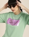 Shop Women's Green New Chances Typography Oversized T-shirt-Front