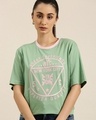 Shop Women's Green NYC Graphic Printed Oversized T-shirt-Front