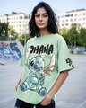 Shop Women's Green Ohana Graphic Printed Oversized T-shirt-Front