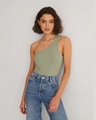 Shop Women's Green One Shoulder Top-Front