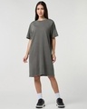 Shop Women's Grey Acid Wash T-Shirt Dress-Full