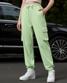 Shop Women's Green Oversized Cargo Joggers-Front