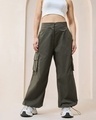 Shop Women's Green Oversized Cargo Parachute Pants-Design