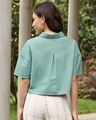 Shop Women's Green Oversized Crop Cotton Linen Shirt-Design