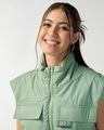 Shop Women's Green Oversized Gilet Jacket