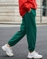 Shop Women's Green Oversized Joggers-Front