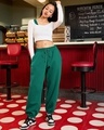 Shop Women's Green Oversized Joggers-Full