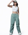 Shop Women's Green Oversized Parachute Pants-Full