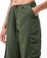 Shop Women's Olive Green Oversized Cargo Parachute Pants