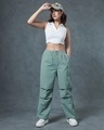 Shop Women's Green Oversized Parachute Pants-Full