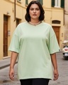 Shop Women's Green Oversized Plus Size T-shirt-Front