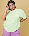 Shop Women's Green Oversized Plus Size T-shirt-Front
