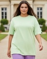 Shop Women's Green Oversized Plus Size T-shirt-Front