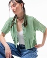 Shop Women's Green Cargo Crop Shirt-Front