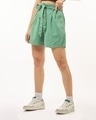 Shop Women's Green Oversized Linen Shorts-Design