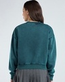 Shop Women's Teal Green Oversized Acid Wash Crop Sweatshirt-Full