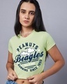 Shop Women's Green Peanuts All Star Graphic Printed Slim Fit Short Top