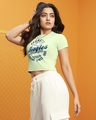 Shop Women's Green Peanuts All Star Graphic Printed Slim Fit Short Top-Front