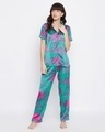 Shop Women's Green & Pink All Over Floral Printed Nightsuit-Front
