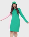 Shop Women's Green & Pink Color Block Plus Size Slim Fit Dress-Front
