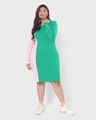 Shop Women's Green & Pink Color Block Plus Size Slim Fit Dress-Full