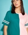 Shop Women's Green & Pink Color Block Relaxed Fit Short top