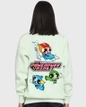 Shop Women's Green Powerpuffed Christmas Graphic Printed Oversized Sweatshirt-Front