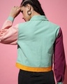 Shop Women's Green & Purple Color Block Crop Jacket-Full