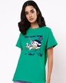 Shop Women's Green Ramen Over Men Graphic Printed Boyfriend T-shirt-Front