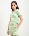 Shop Women's Green Side Gather Slim Fit Ribbed Top-Design