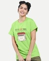 Shop Women's Green Scary List Typography Boyfriend T-shirt-Front