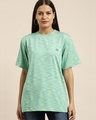Shop Women's Green Self Design Oversized T-shirt-Front