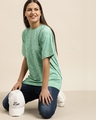 Shop Women's Green Self Design Oversized T-shirt-Full