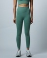 Shop Women's Green Skinny Fit Sports Tights-Front