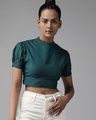 Shop Women's Green Slim Fit Crop Top-Front